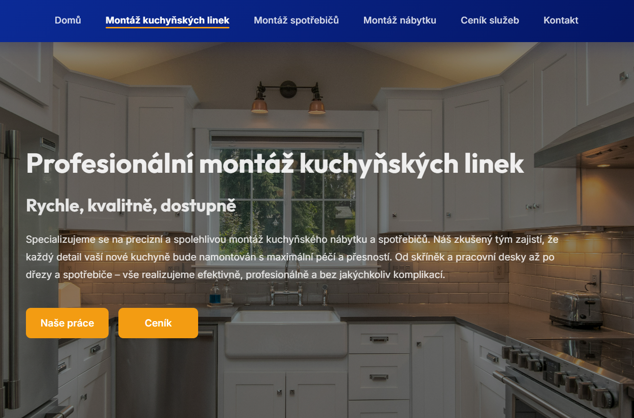 Expert Montáž website — kitchen and furniture installation service
